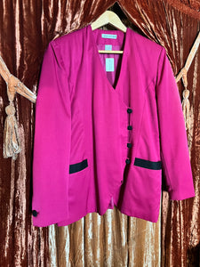 Halston Magenta Structured Blazer with Front Button Closures and Pockets