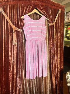 Size 4-6 Vintage Pink Cotton Gingham Fit & Flare 1950’s dress
