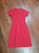 Medium 1960s Red Cotton Wiggle Dress Christmas Vintage