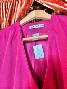 Halston Magenta Structured Blazer with Front Button Closures and Pockets