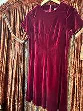 Large 60’s Burgundy Velvet Mod Vintage Dress