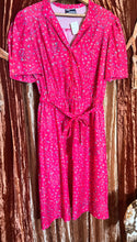 Large Pink Floral Polyester Dress with Belt