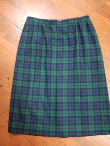XL Green Plaid Pendleton Skirt Vintage Christmas