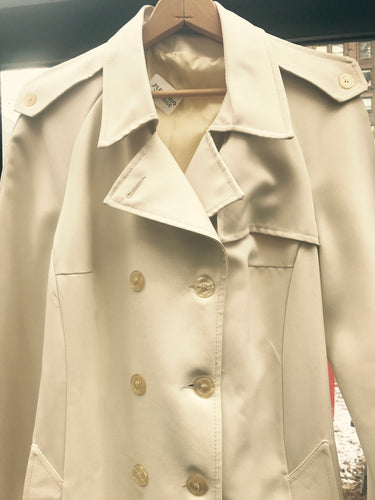 Large vintage gabardine trench coat - vintage women's jacket - tan trench coat